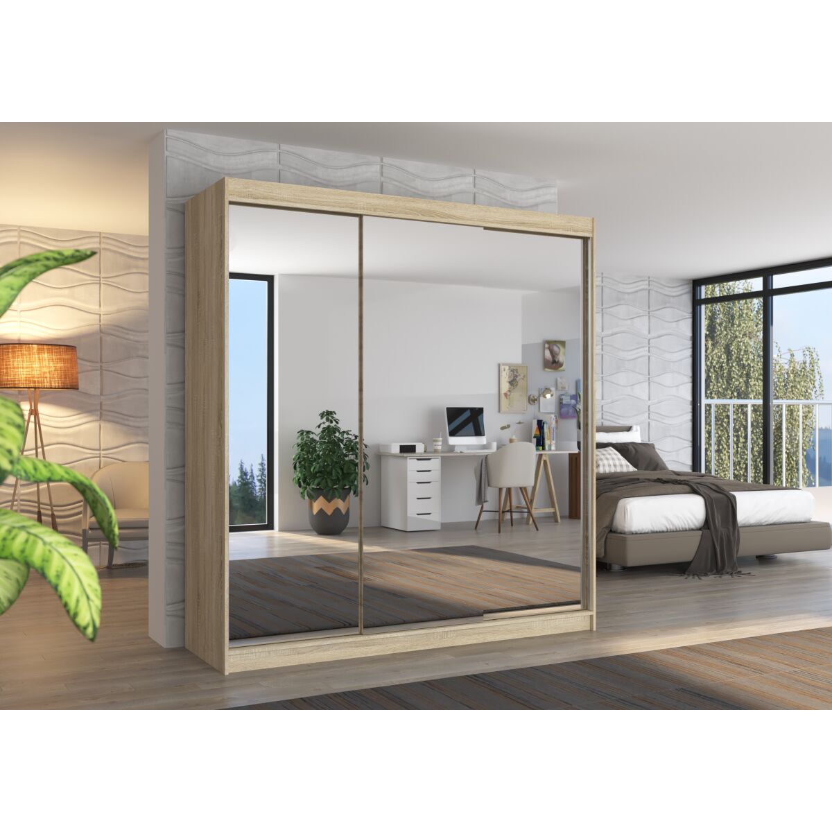 Liugustega peegelgarderoob AUSTIN 200