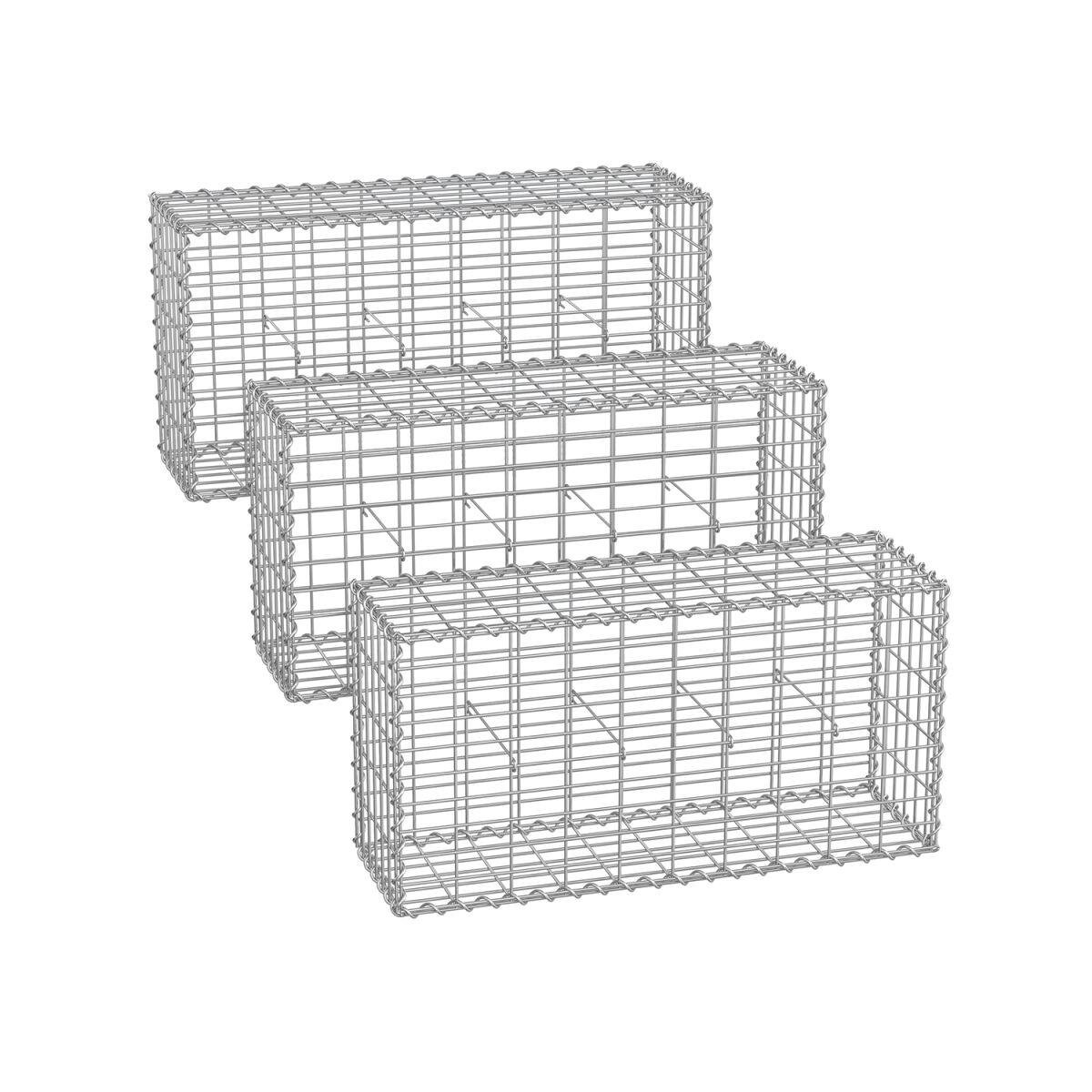 Hõbedased Gabioonkorvid 5 x 10 cm Silmasuurusega, Komplektis 3 Tükki