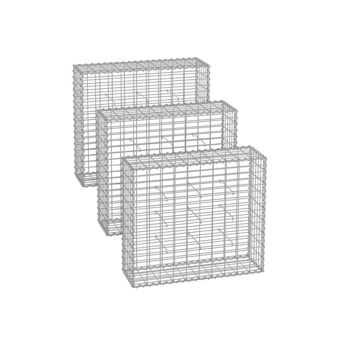 Hõbedased Gabioonkorvid 100 x 30 x 30 cm, Komplektis 3 tk