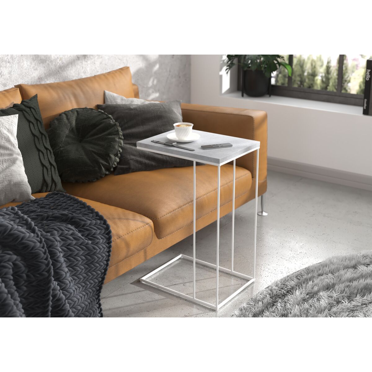 Moodne sülearvutilaud DRU kodukontorisse – White + Beton