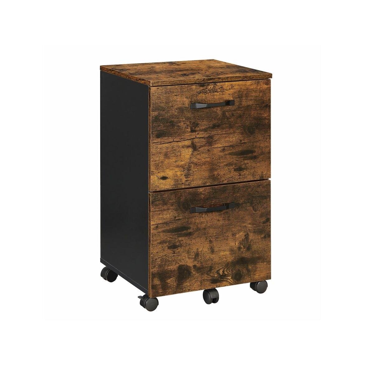 Vintage Brown-Black Rolling Cabinet