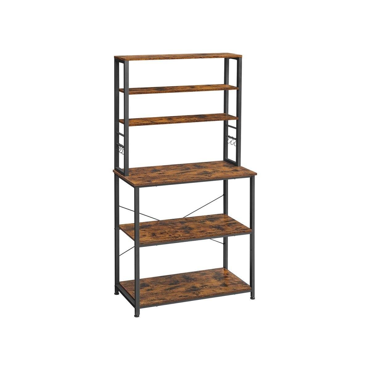 Industrial Design Kitchen Rack in Vintage Brown-Black