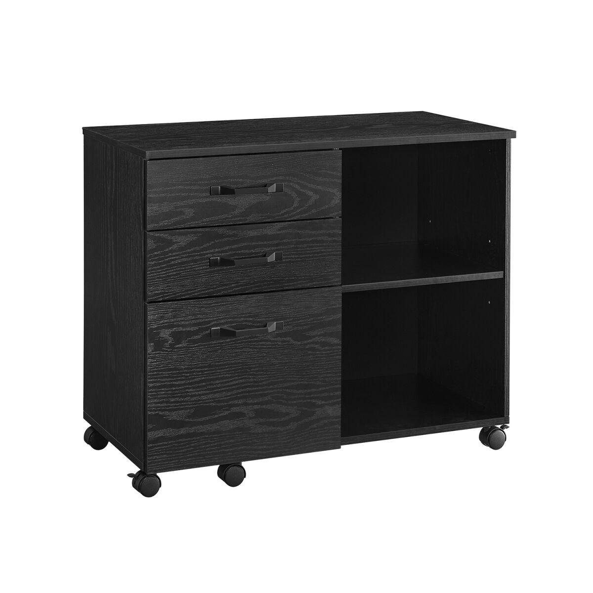 Mobile Pedestal with 3 Drawers and Casters, Black