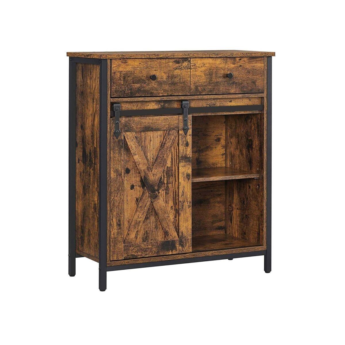 “Industrial-Style Side Cabinet with Drawer”