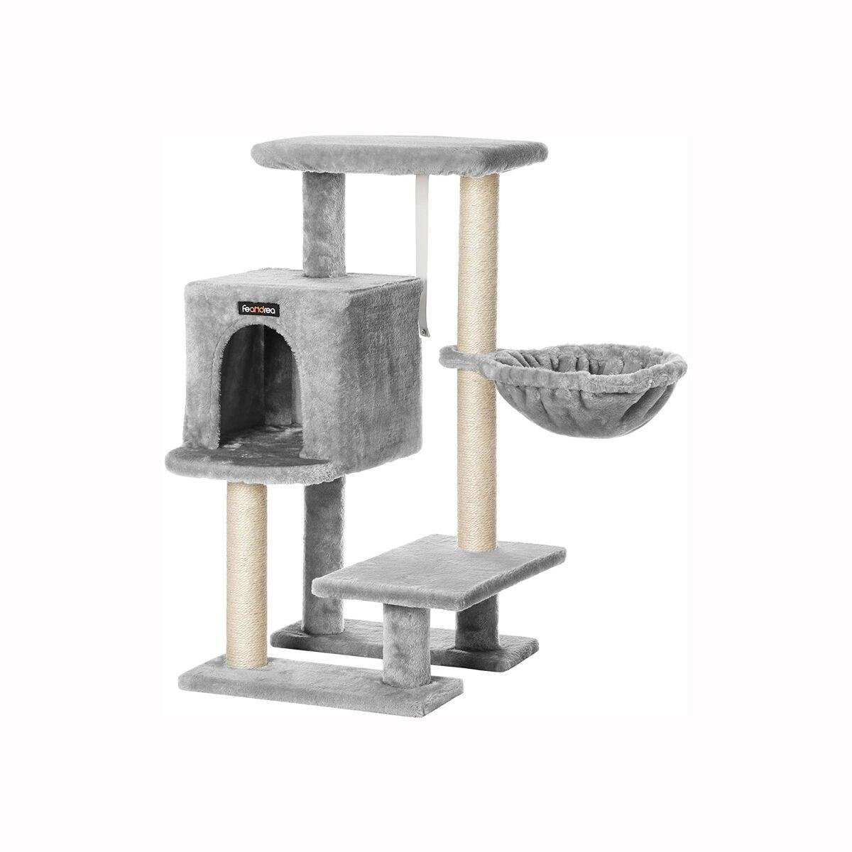 Scratching Post with Cozy Nook in Light Gray