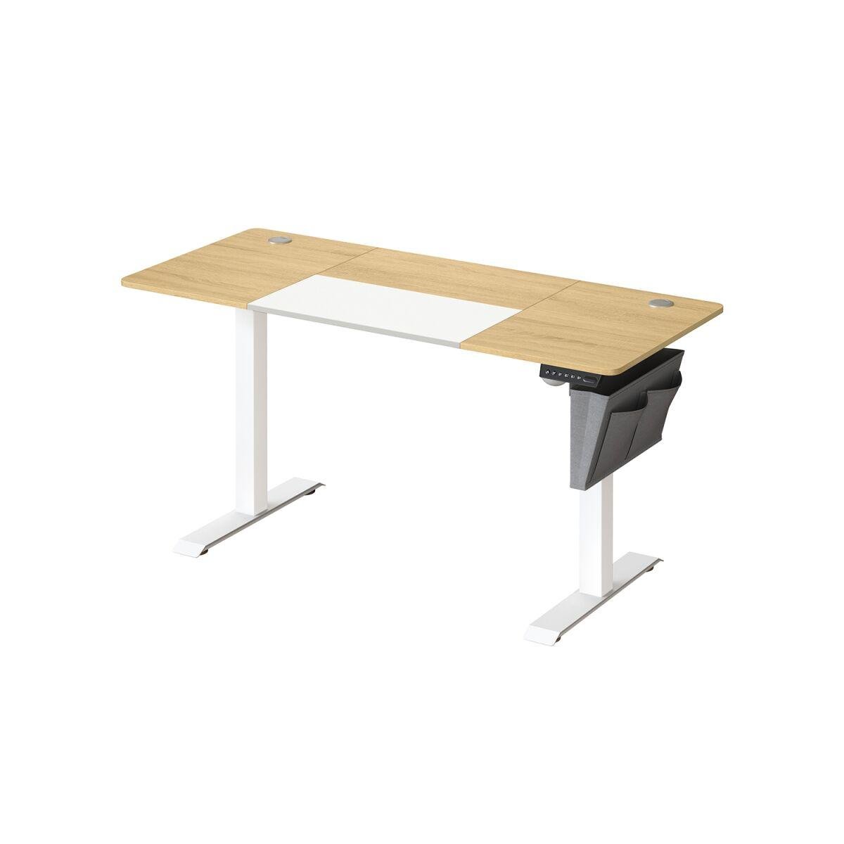 Electric Height-Adjustable Desk in Pastel Yellow with Pure White Base