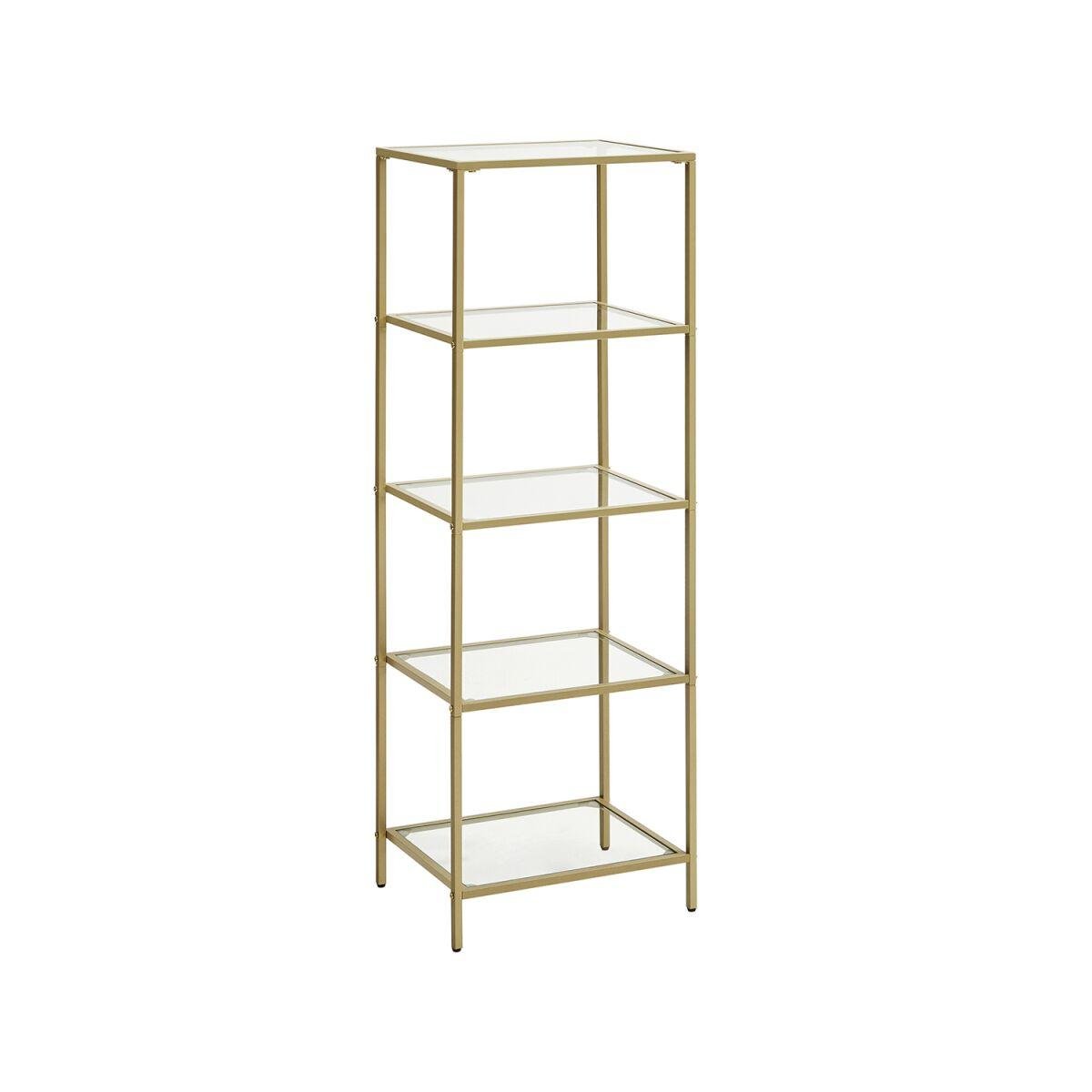 Freestanding Shelf with 5 Glass Shelves