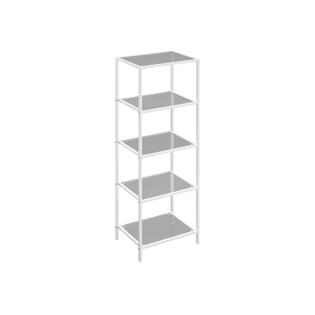 “Bathroom Shelf with 5 Tiers in Pearl White-Slate Gray”