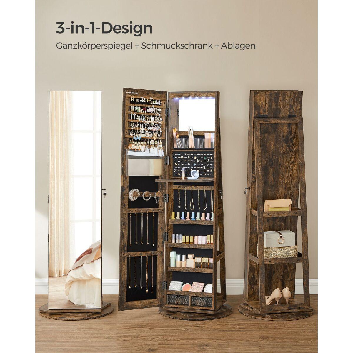 Storage And Lights Full Length Mirror With Jewelry Box Kasibie