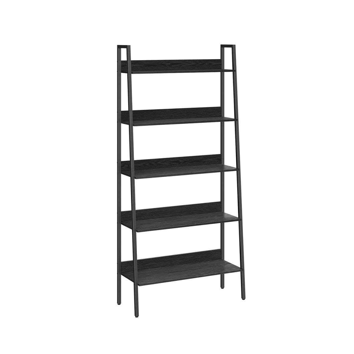 Five-Tier Bookshelf in Industrial Design, Ebony Black – Ink Black