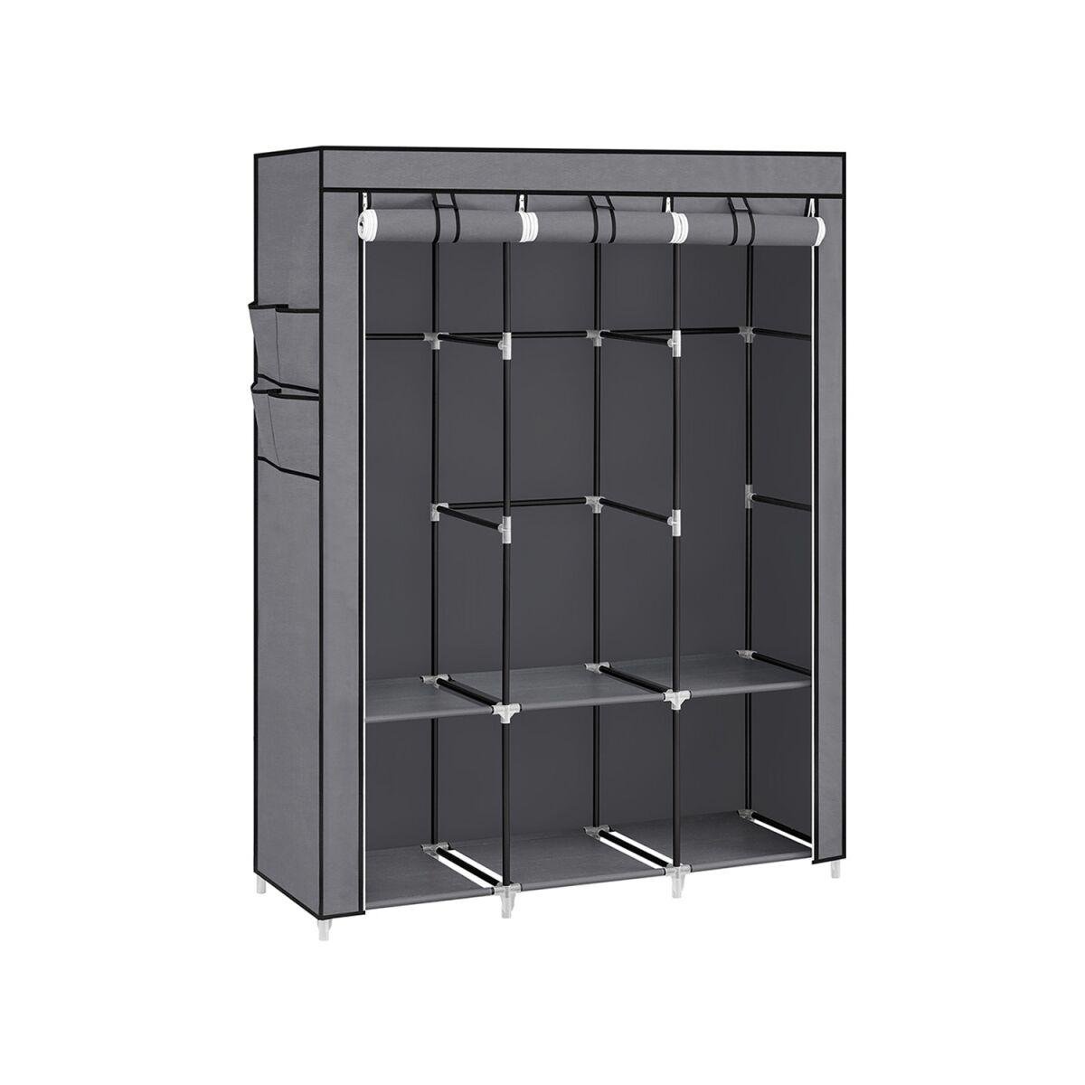 Fabric Wardrobe with 3 Hanging Rails and 4 Side Pockets