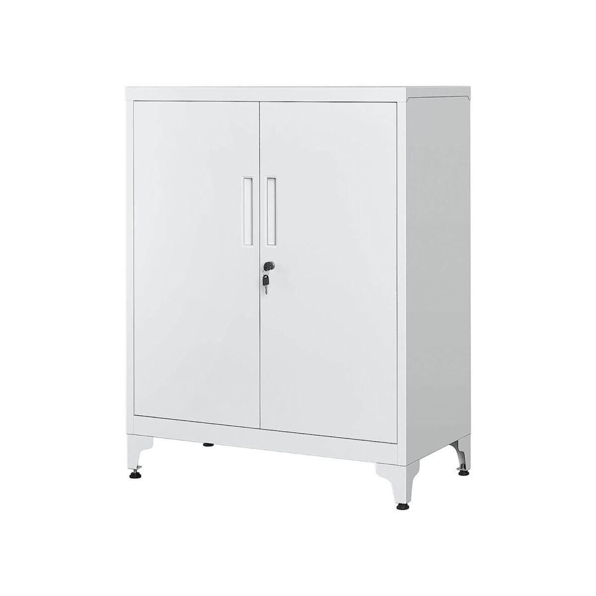 Lockable Steel File Cabinet with 2 Doors, Gray