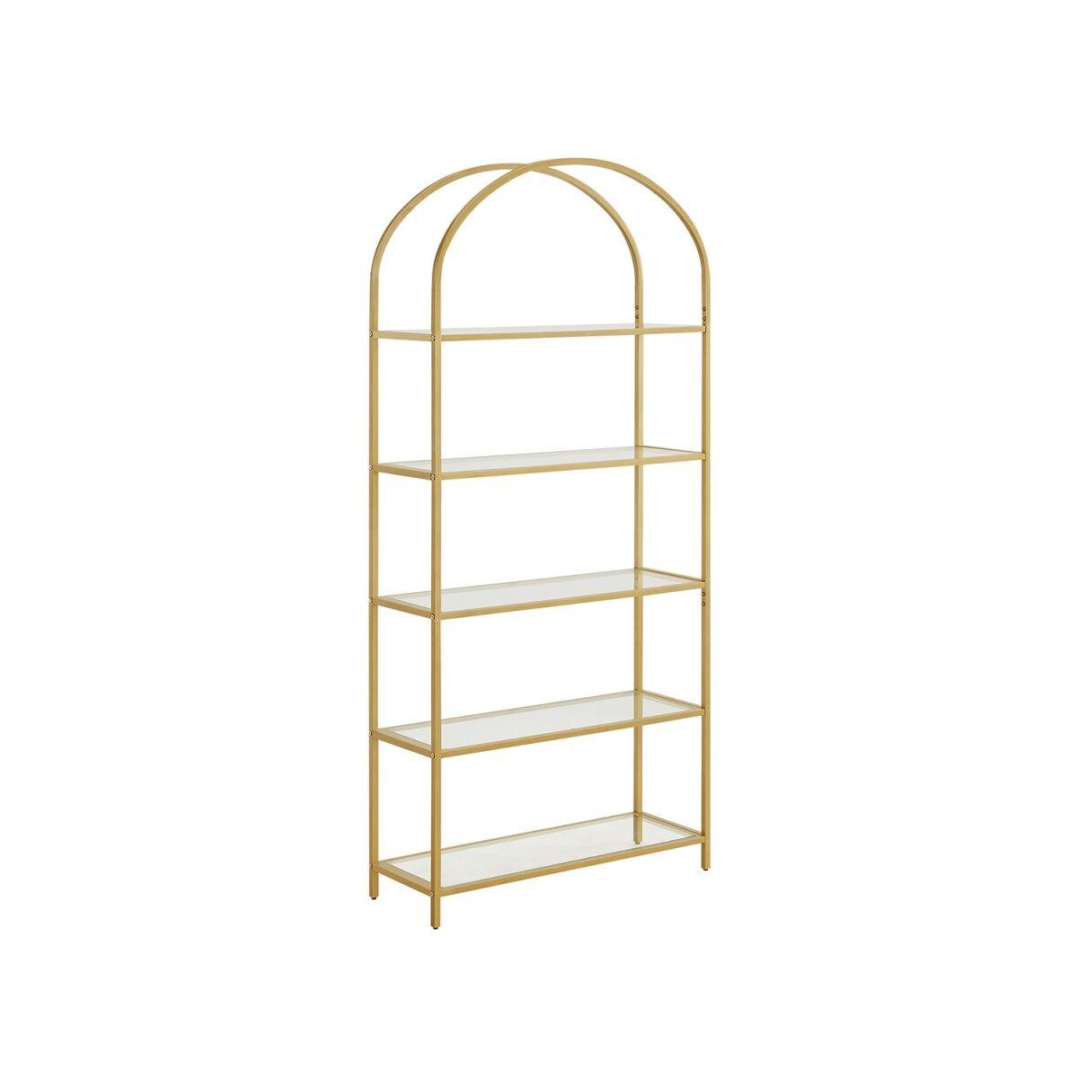 Glass Bookshelf with 5 Shelves