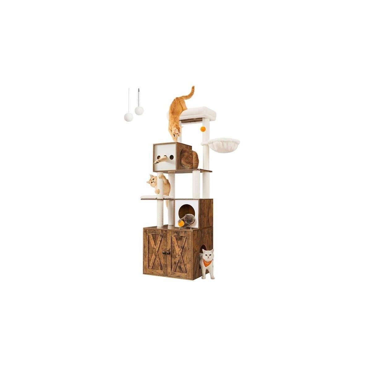 Scratching Post, Cat Tree with Litter Box Cabinet