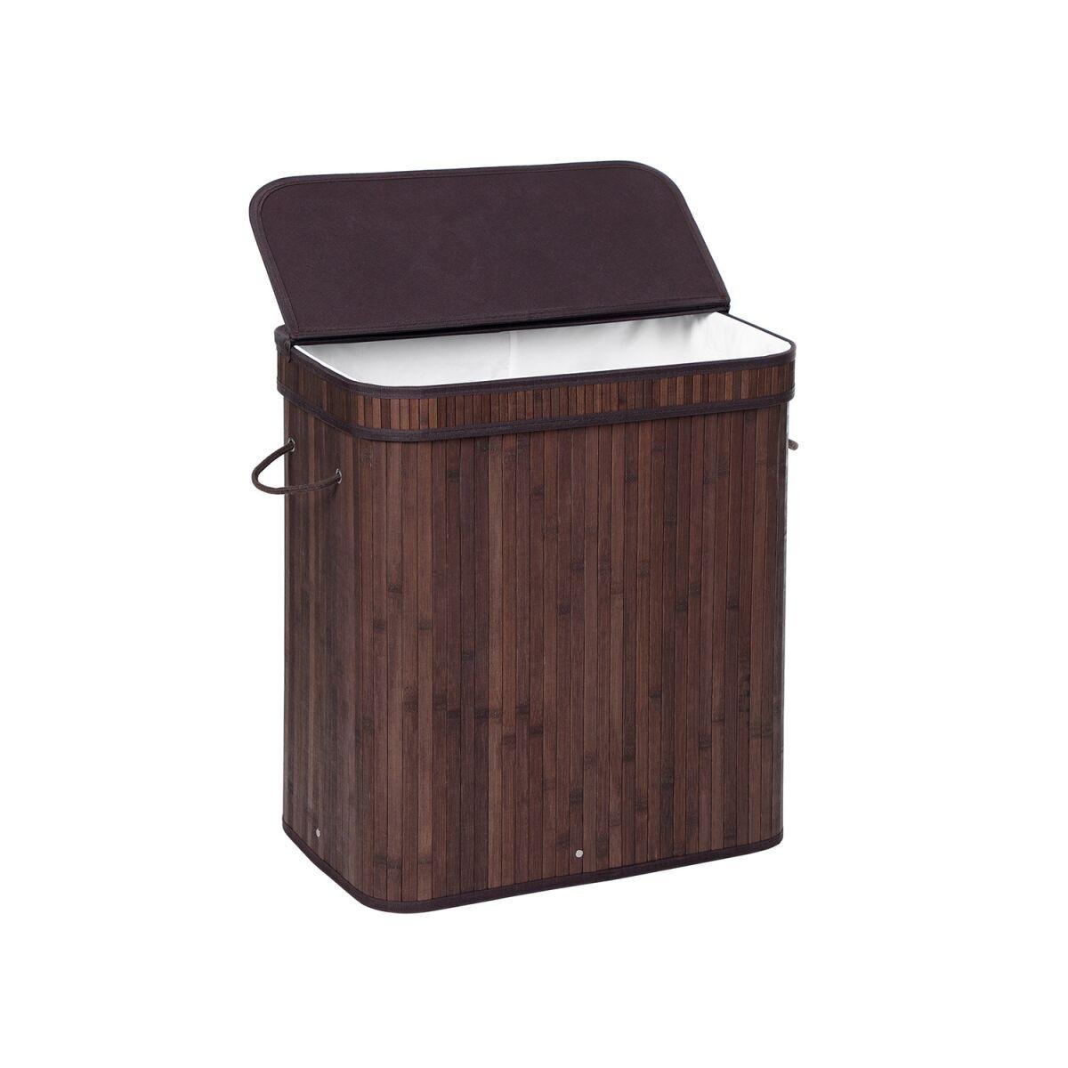 Bamboo Laundry Basket with Lid in Brown