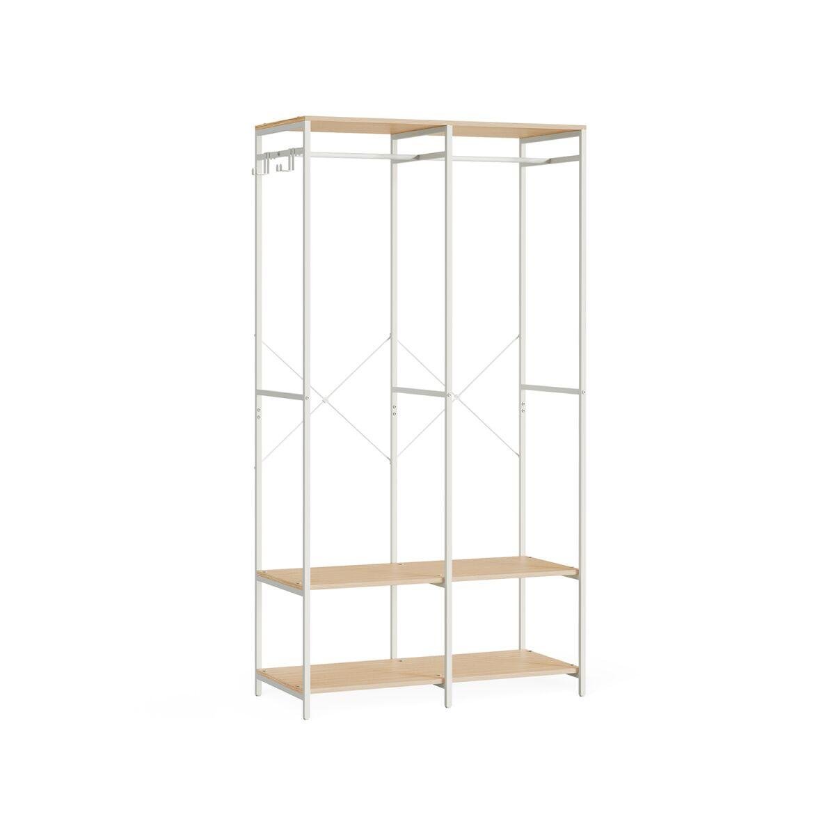 Open Wardrobe with Clothing Rail in Natural Beige