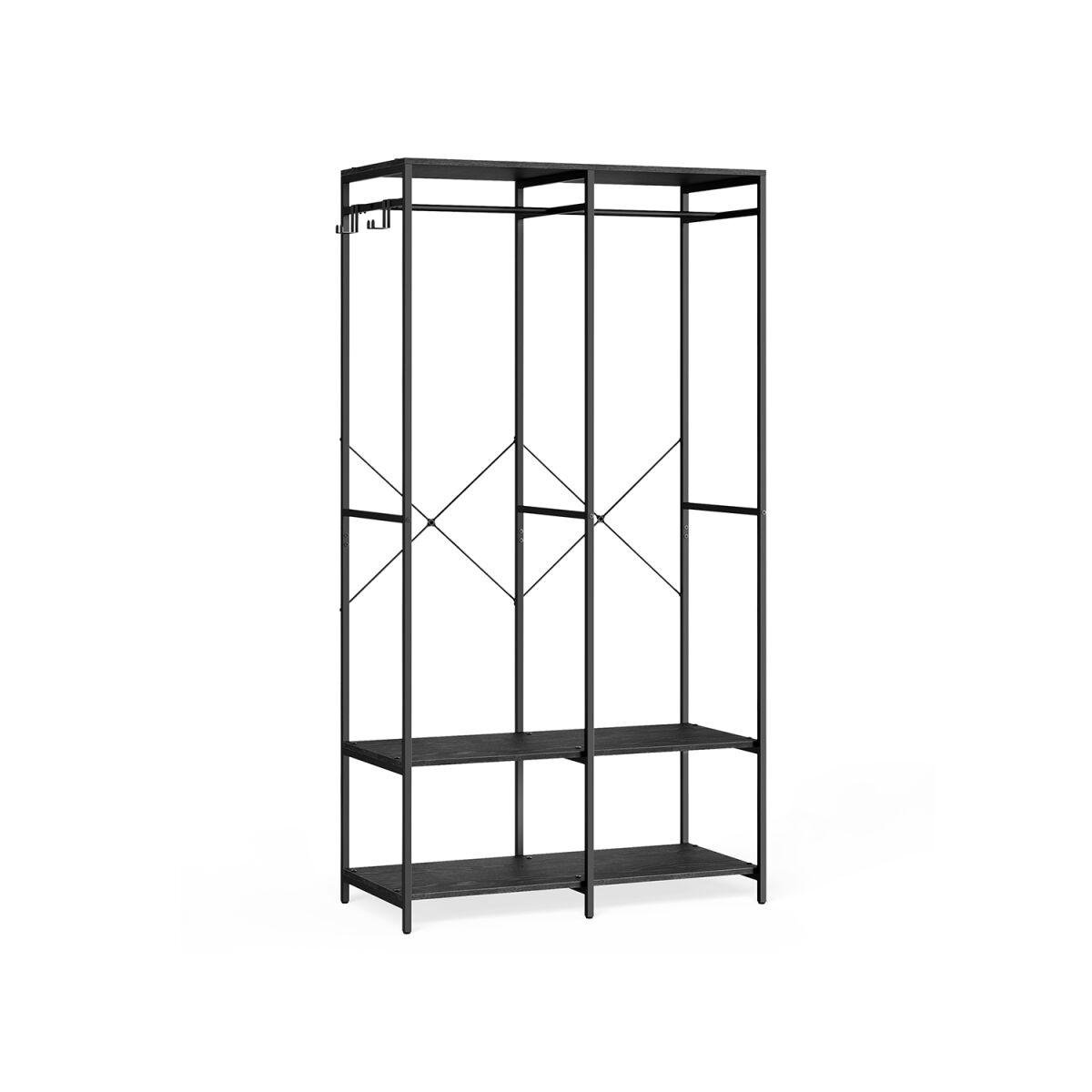 “Open Wardrobe with Clothing Rail in Ebony Black”