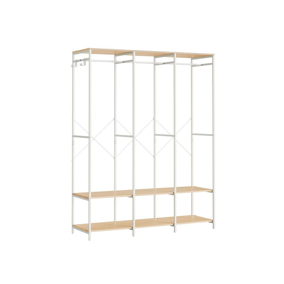 Open Wardrobe with Clothing Rail in Natural Beige