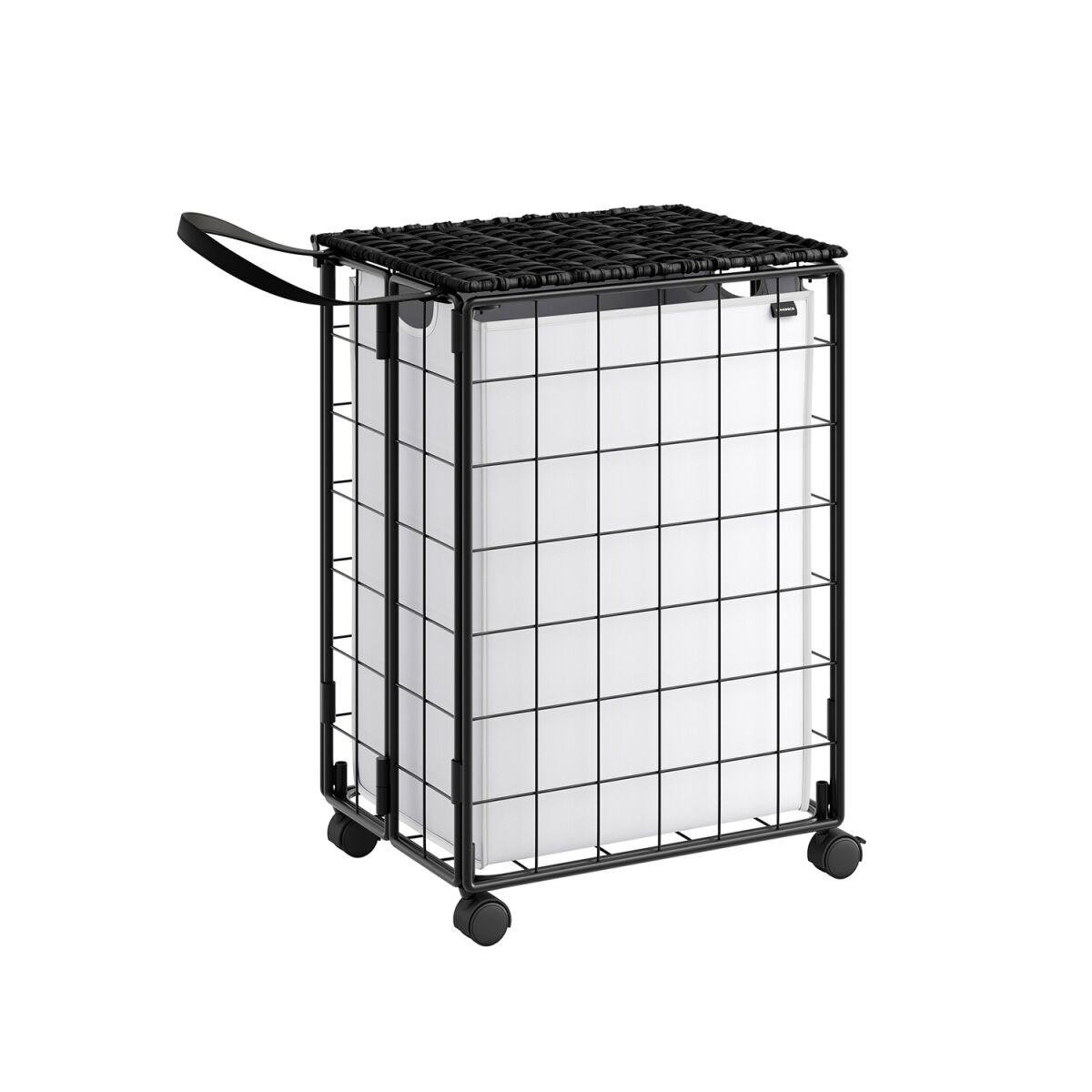 Removable Laundry Basket for Utility Room in Ink Black-Cloud White