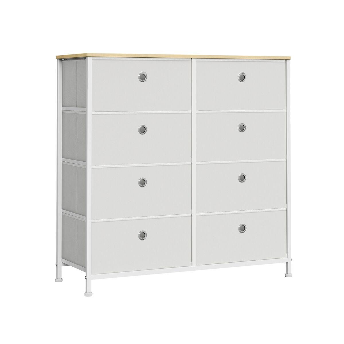 “Living Room Storage Cabinet with Metal Frame in Cream White and Oak”