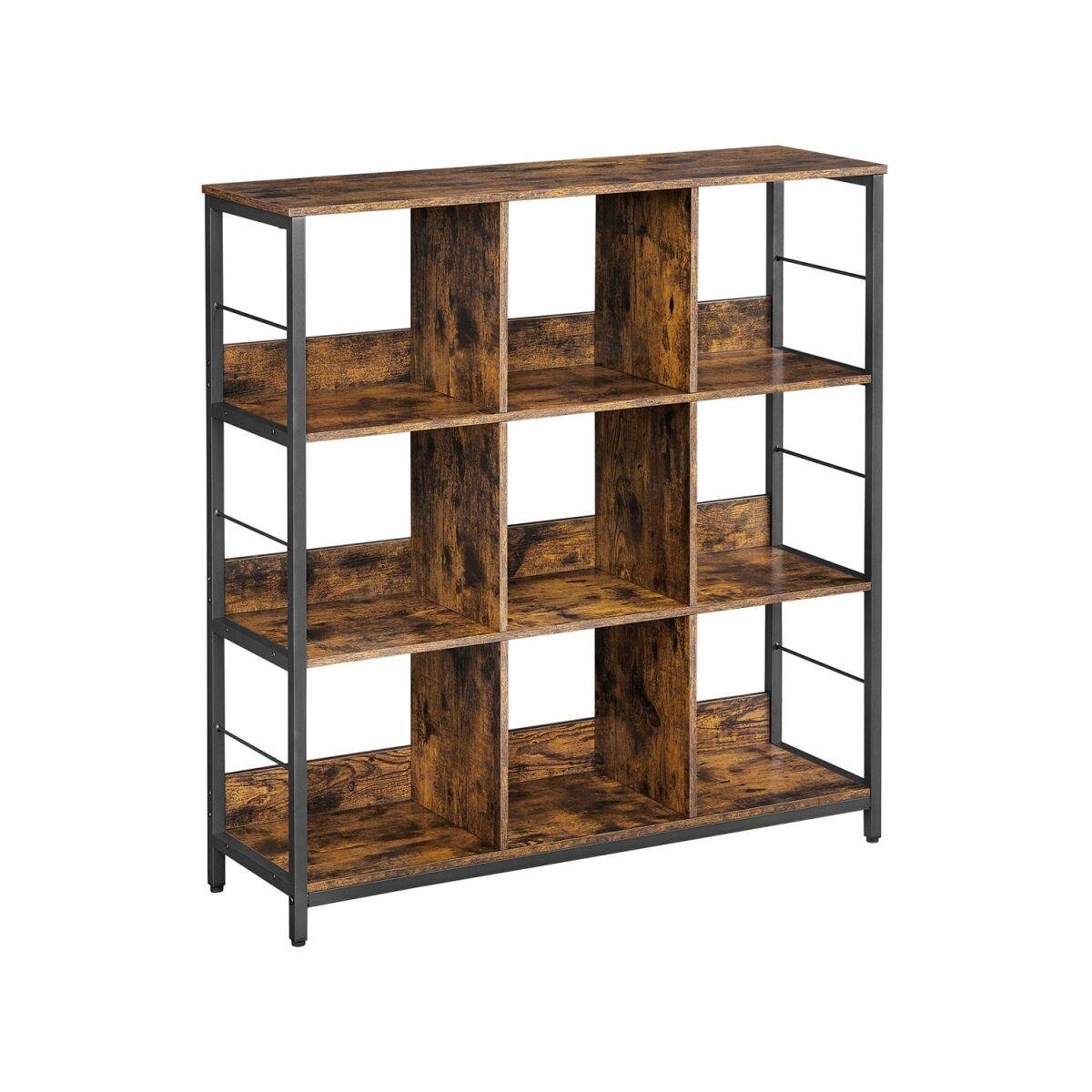 “Three-Tier Vintage Brown-Black Living Room Shelf”