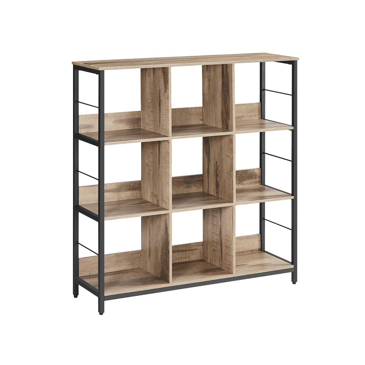 “Shelving Unit with 3 Tiers and 9 Compartments”