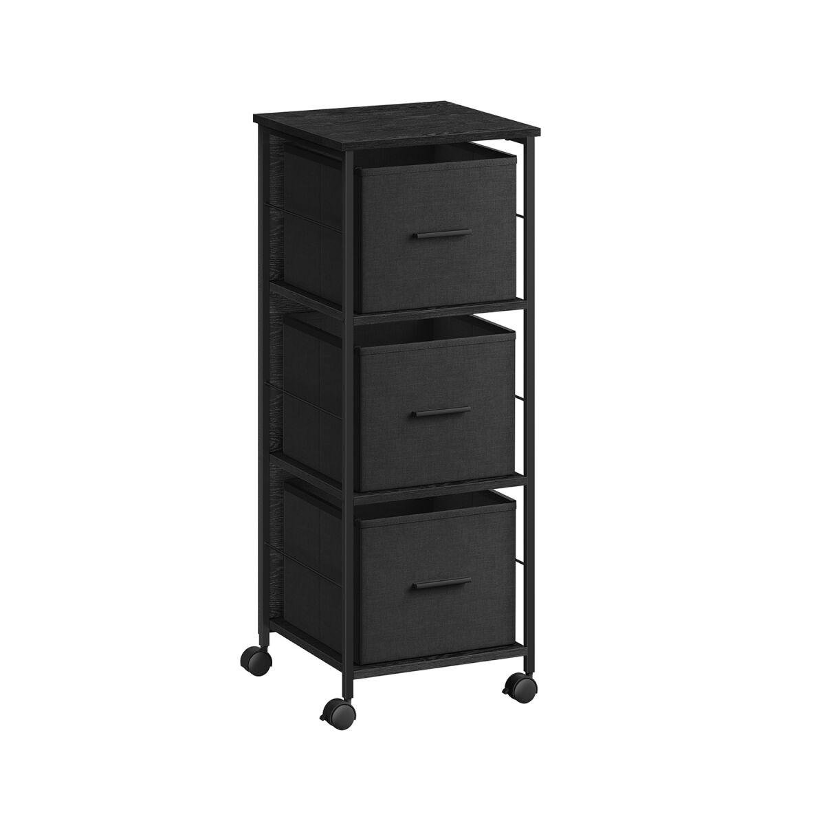 File Cabinet with 3 Drawers in Ebony Black-Ink Black