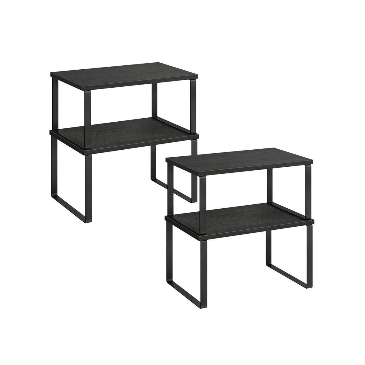 “4-Piece Kitchen Shelf Set with Metal Frame in Ink Black-Ebony Black”