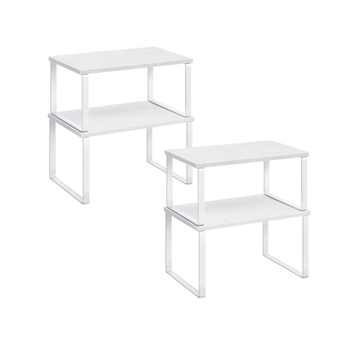 Kitchen Shelf 4-Piece Set with Metal Frame in Cloud White-Snow White