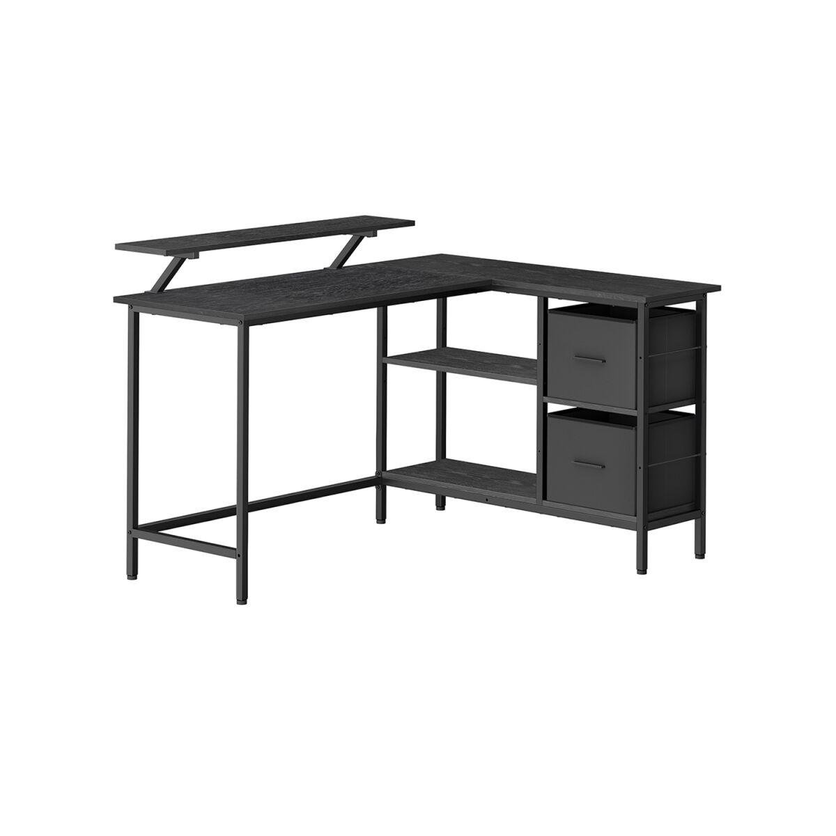 L-Shaped Desk with 2 Drawers, 135 x 105 cm, Black