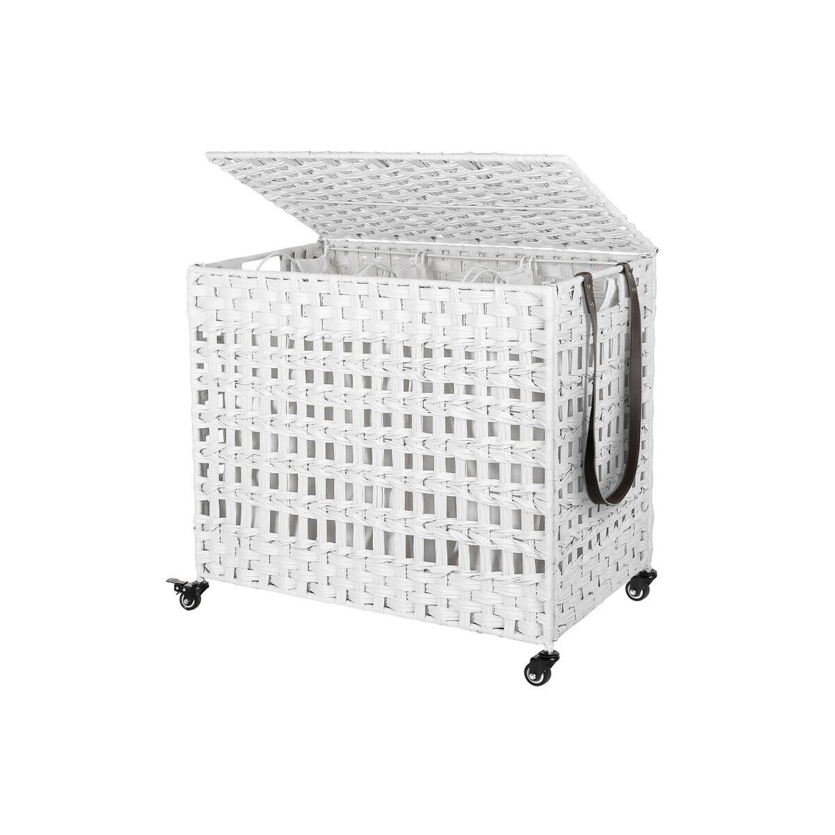 Handwoven White Laundry Basket