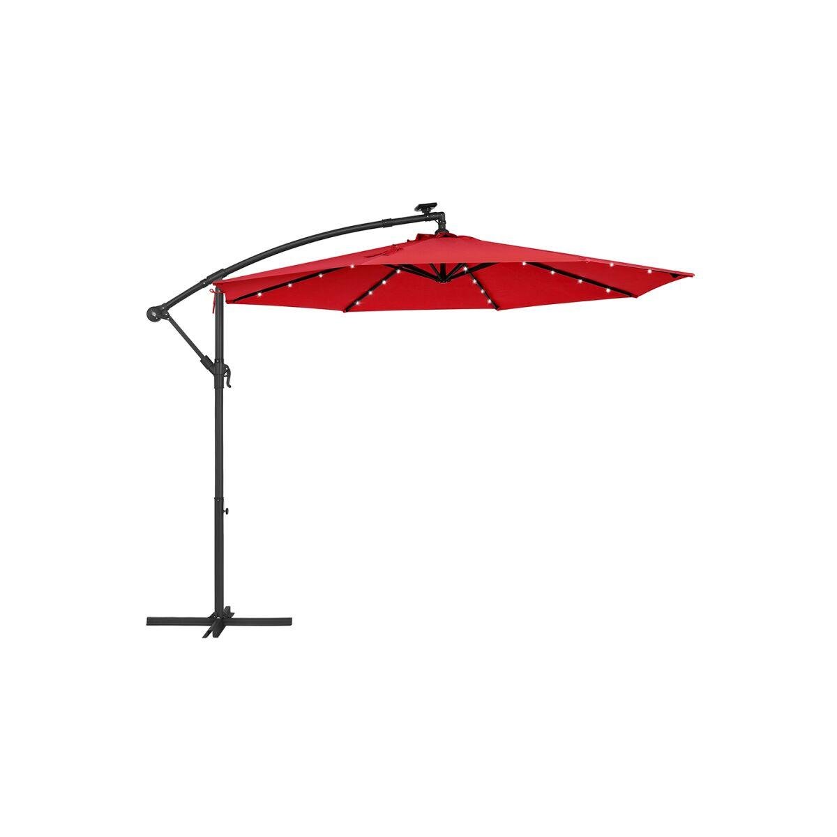 Solar LED-Lit Umbrella with Crank Handle