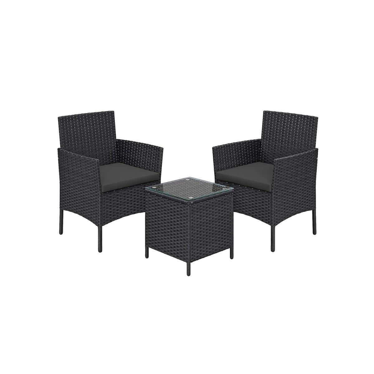 Black-Gray PE Poly Rattan Garden Furniture Set