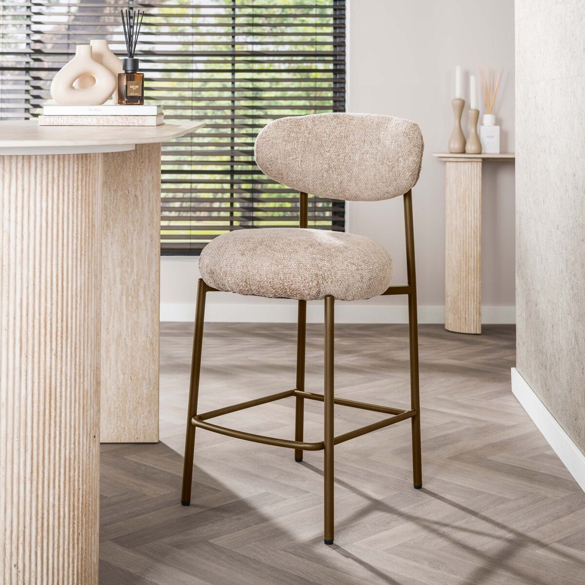 Bar chair Round 2-pack for kitchen or home – Cargo sand-brown