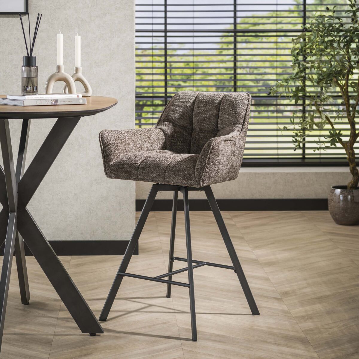 Raster Swivel Bar Chair Set of 2 – Hoven taupe