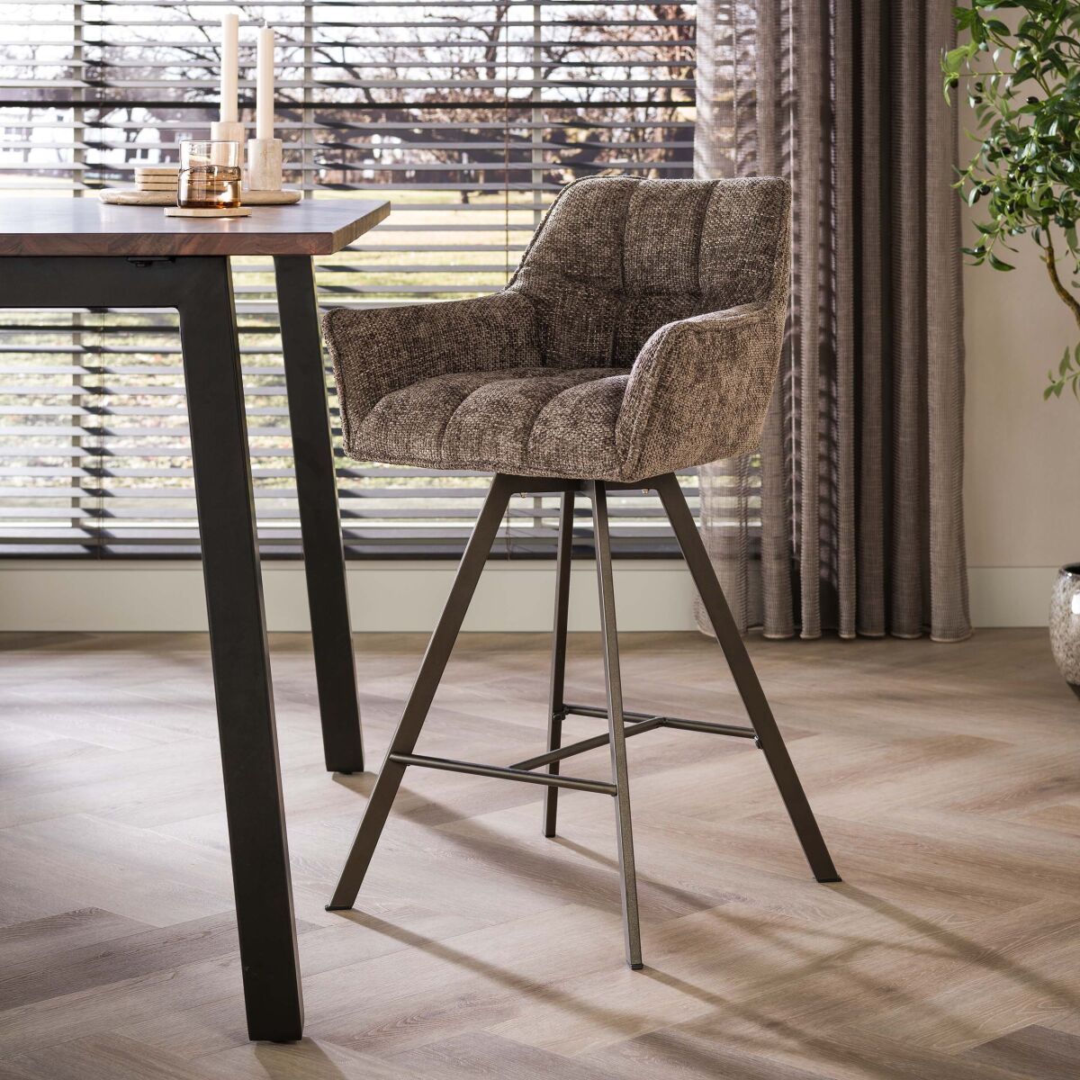 Raster Swivel Bar Chair Set of 2 – Hoven taupe-brown