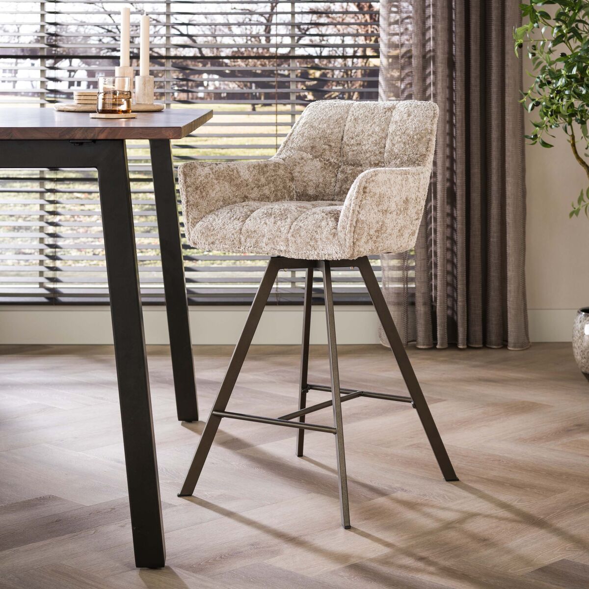 Raster Swivel Bar Chair Set of 2 – Alura sand-brown