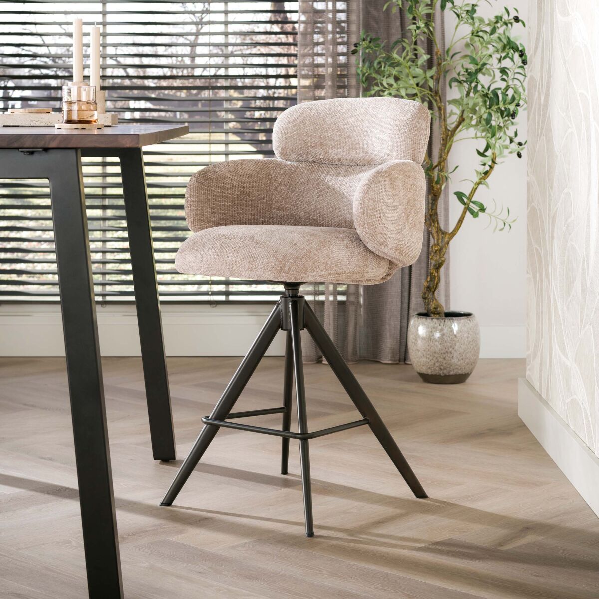 Flex Swivel Bar Chairs Set of 2 – Hoven sand-brown