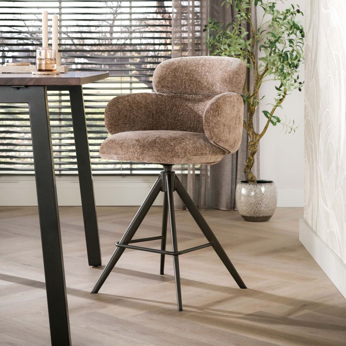 Flex Swivel Bar Chairs Set of 2 – Hoven champagne-brown