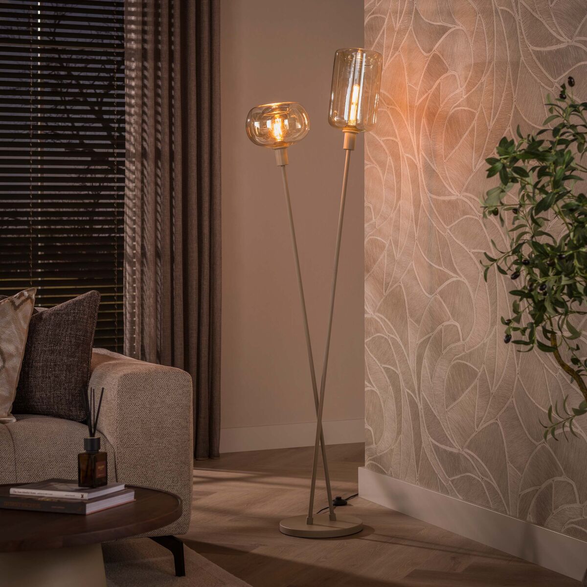 Põrandalamp Serene 2-tulega kaasaegne disain – Beige