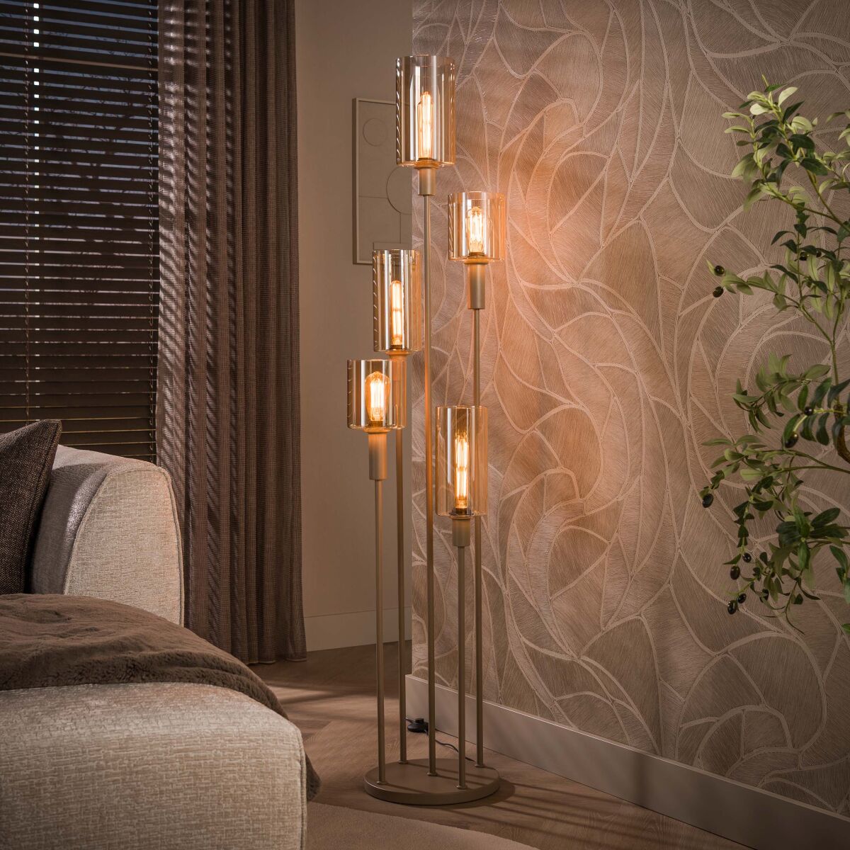 Sepiora 5-tuleline kaasaegne põrandalamp – Beige