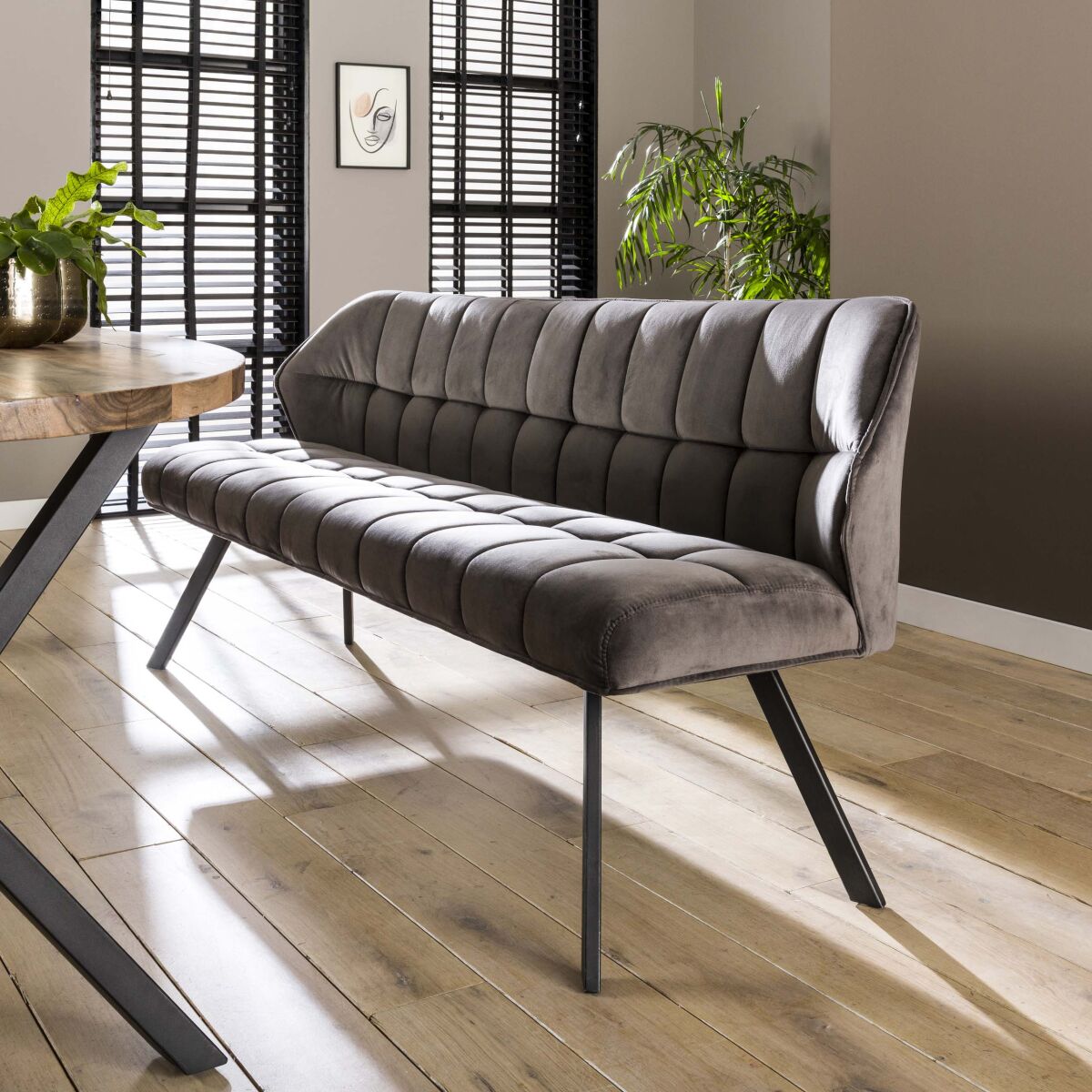 Söögitoa pink Raster kaasaegne disain – Velvet anthracite