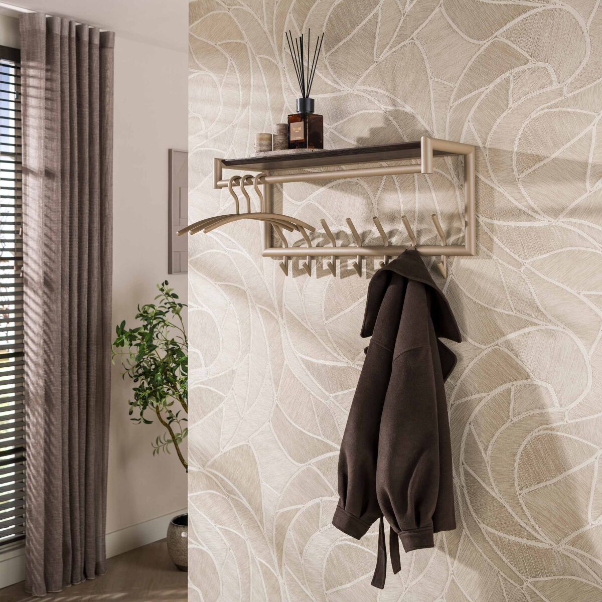 Terra nagi riidepuu ja mütsiriiuliga – Beige Terra nagi riidepuu ja mütsiriiuliga – Beige