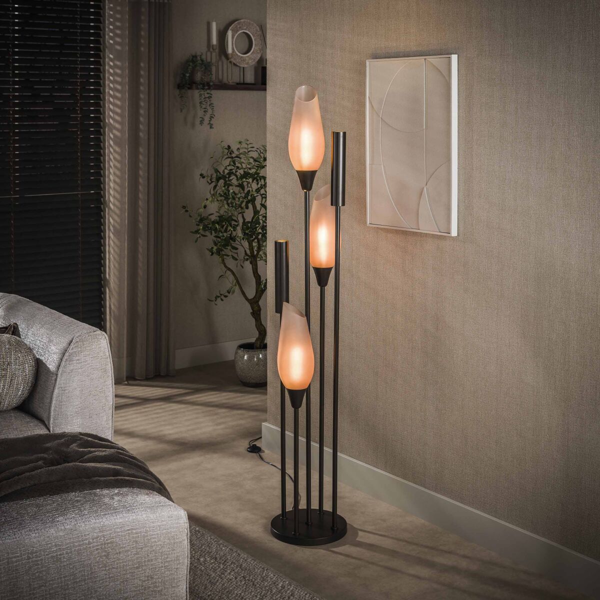 Põrandalamp Cocoon 5-tulega kaasaegne stiil – Sienna brown-frosted