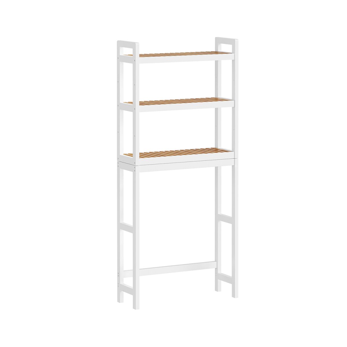 Three-Tier Bamboo Bathroom Shelf in Cloud White and Natural Finish