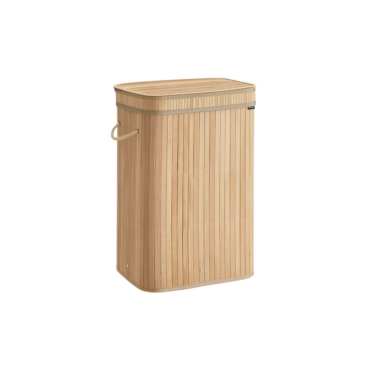 Bamboo Laundry Hamper with Lid, 72-Liter, Natural Beige