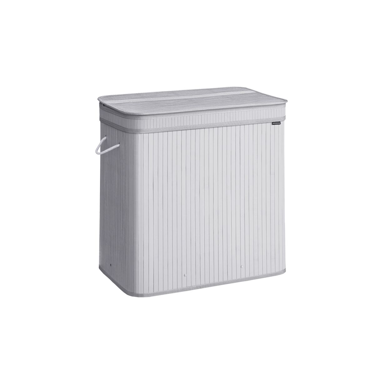 Bamboo Laundry Hamper with Lid, 150-Liter Capacity in Dove Gray