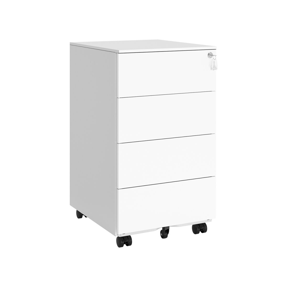 Mobile File Cabinet with 4 Drawers and Wheels in Cloud White