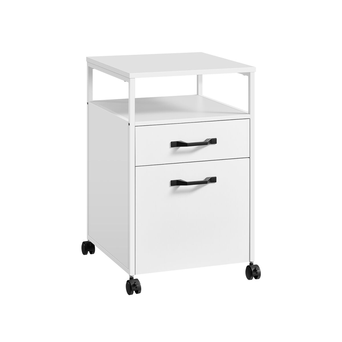 Rolling Cabinet with 2 Drawers and Wheels in Cloud White