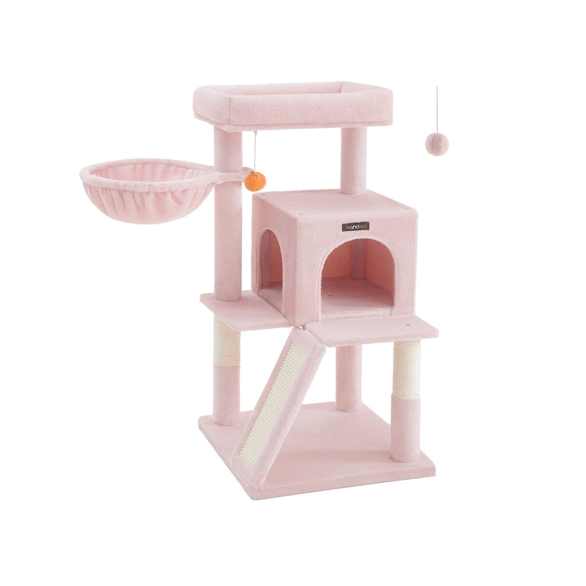 “Scratching Post with Large Pastel Pink Platform”